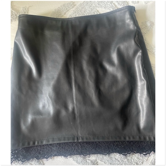 Fashion Nova Dresses & Skirts - Faux leather midi skirt with lace hem